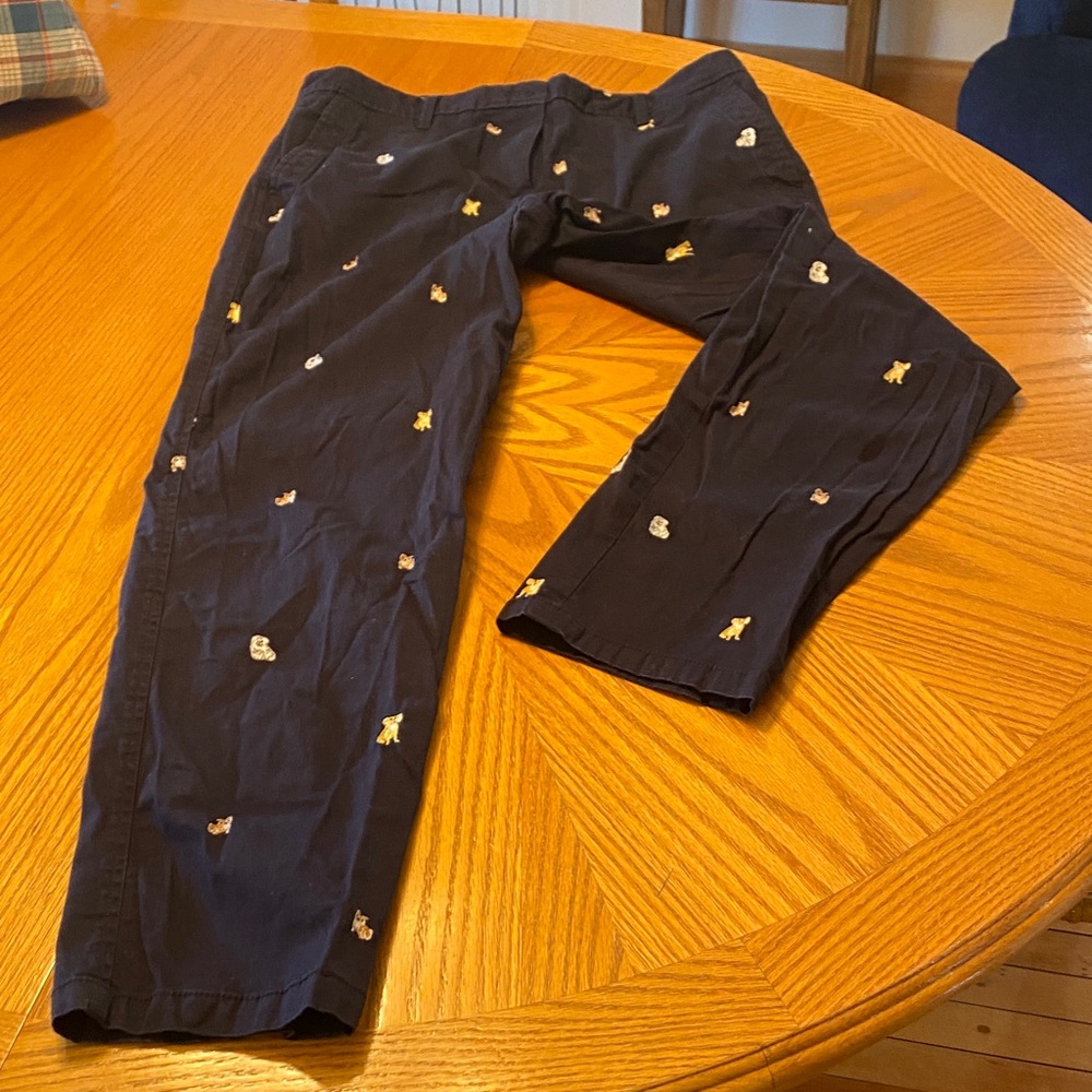 Talbots Navy Relaxed Chino Pants with Puppy Design